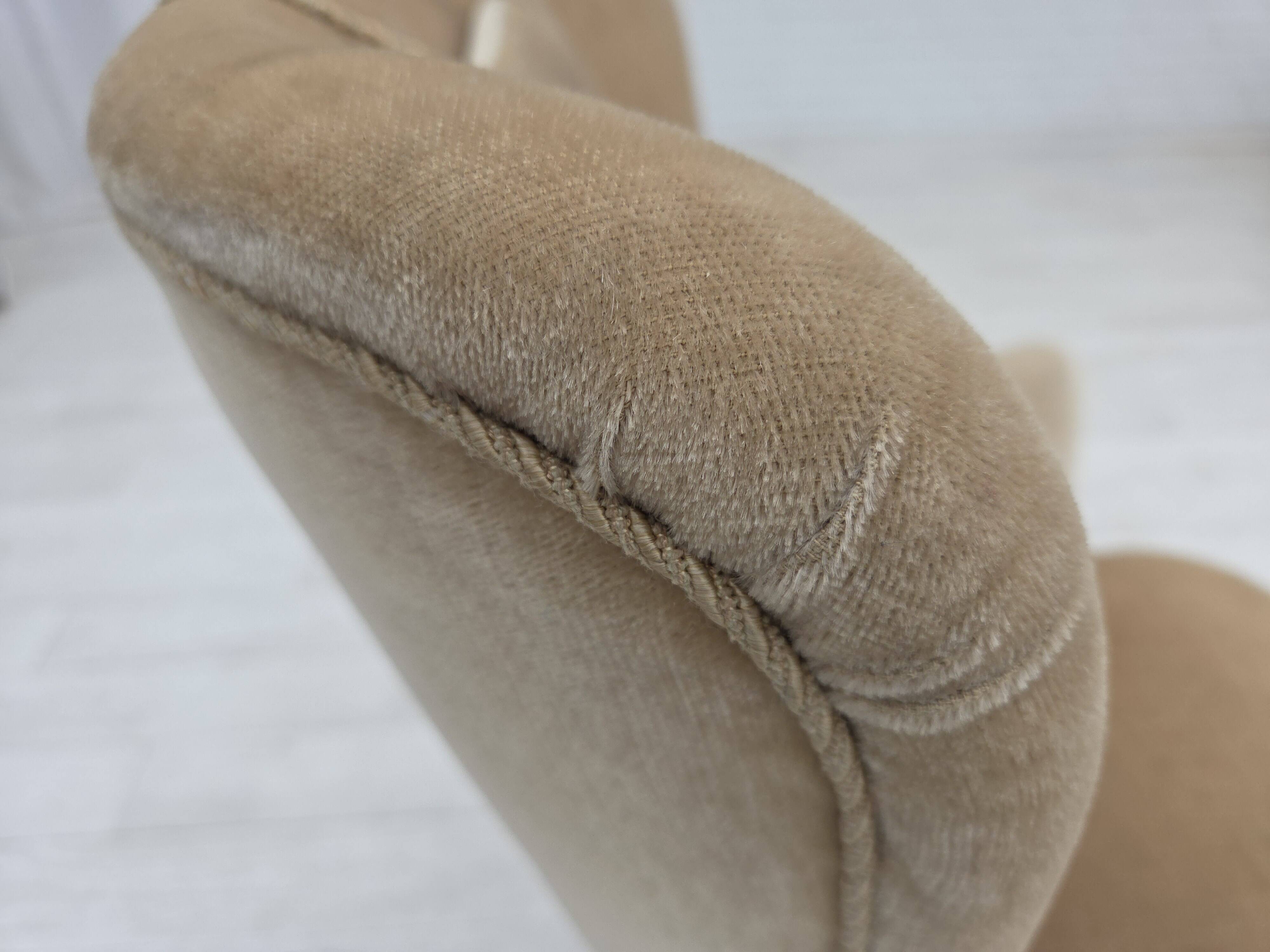 1960s, Danish armchair in green/brown furniture velour, original condition.