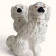 Pair of King Charles Spaniel dogs in Staffordshire majolica style.