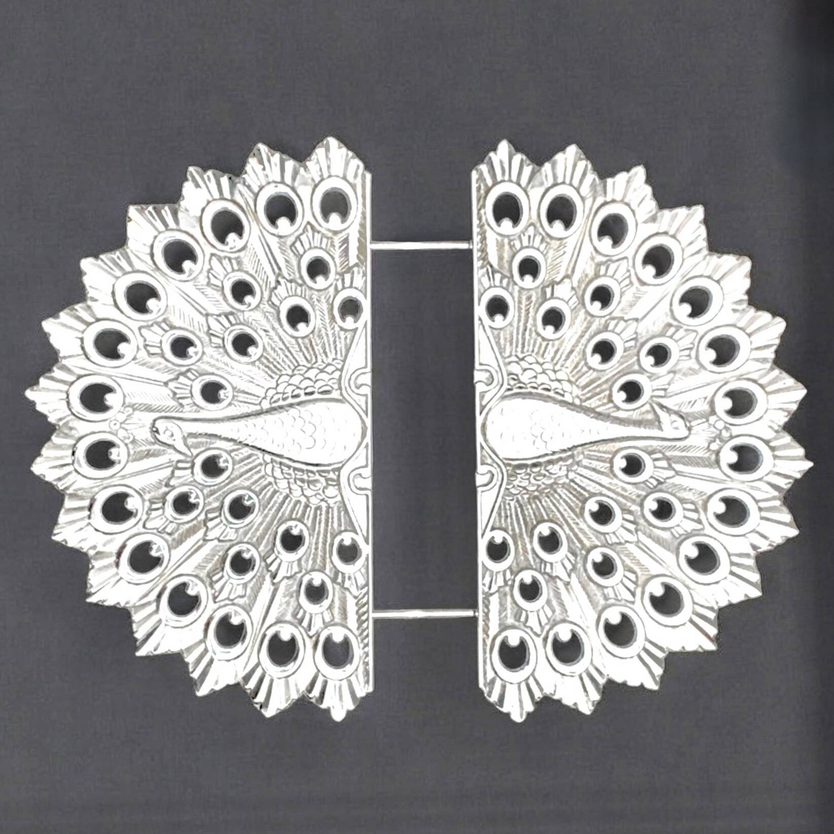 Antique Godinger silver plated metal trivet - peacock - made in Italy