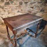 Vintage French writing table in walnut, 1930s.