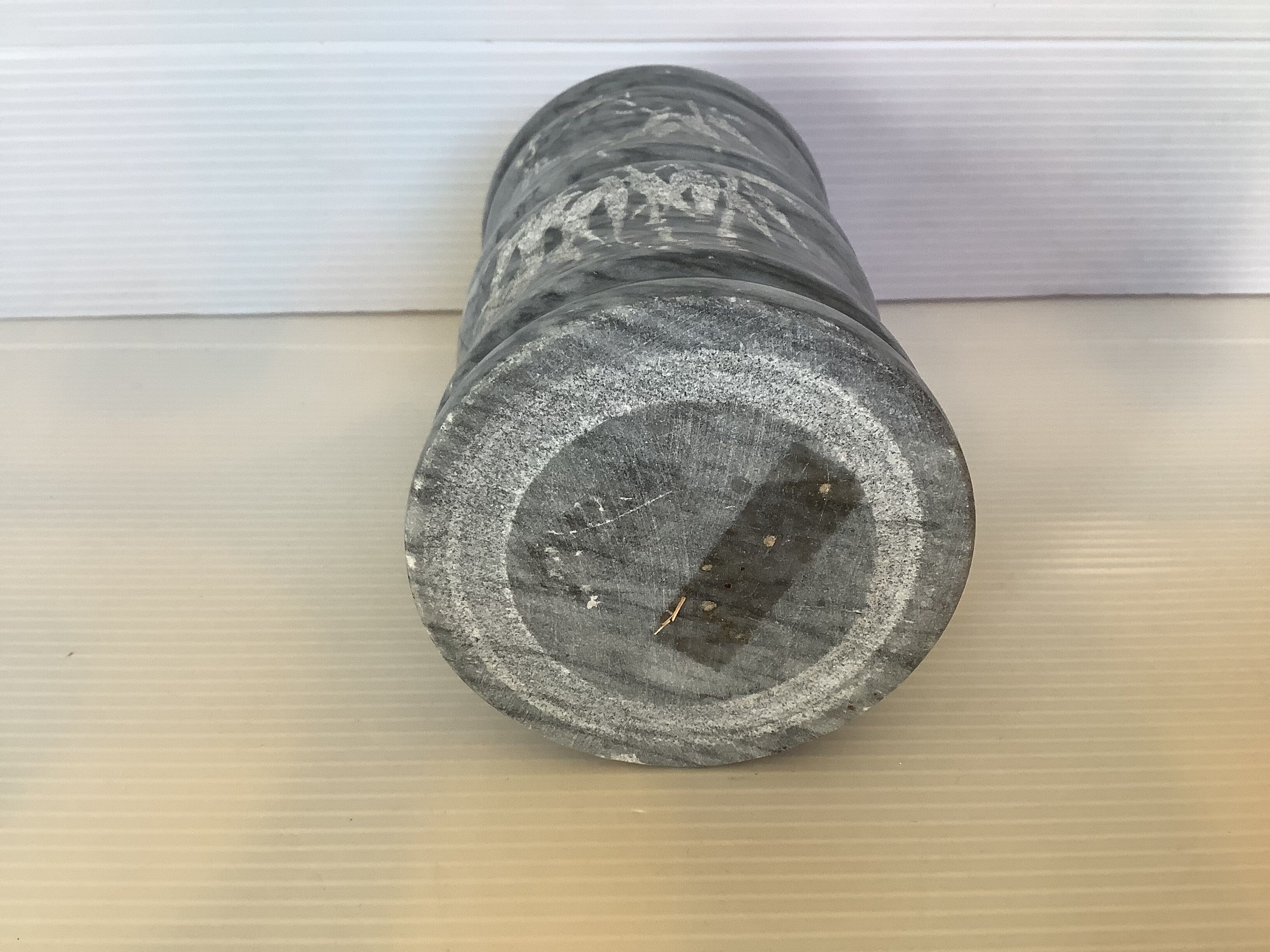 Grey black marble pencil pot vase