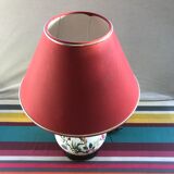 Old ceramic lamp art de Rodez in red burgundy vintage lampshade