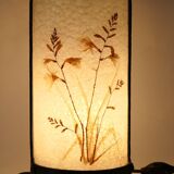 Wrought iron lamp and Perspex lampshade with herbarium decor