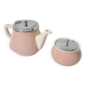 Vintage Villeroy & Boch Powder Pink Teapot and Sugar Bowl
