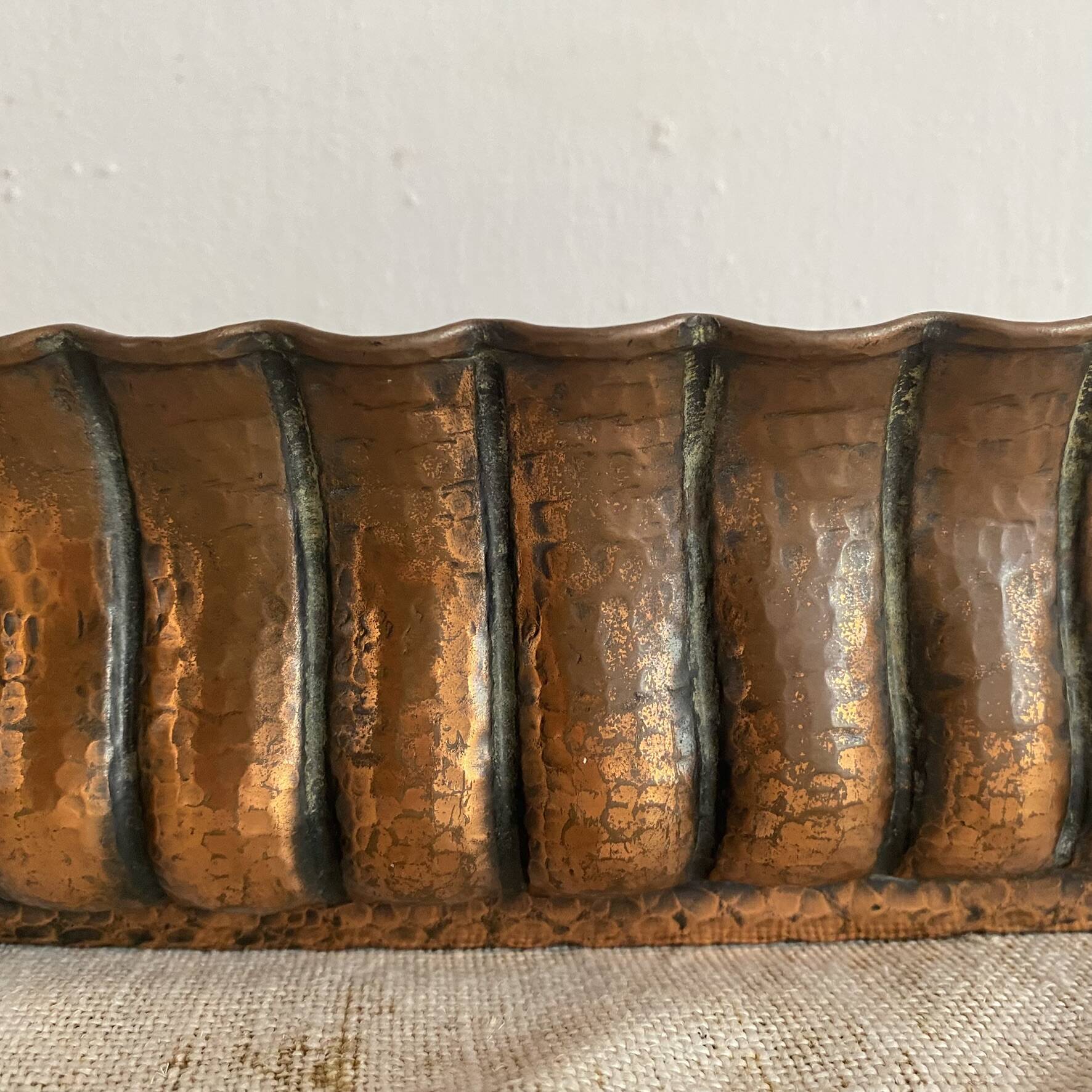 Egidio Casagrande jardinière in repoussé copper, Italy