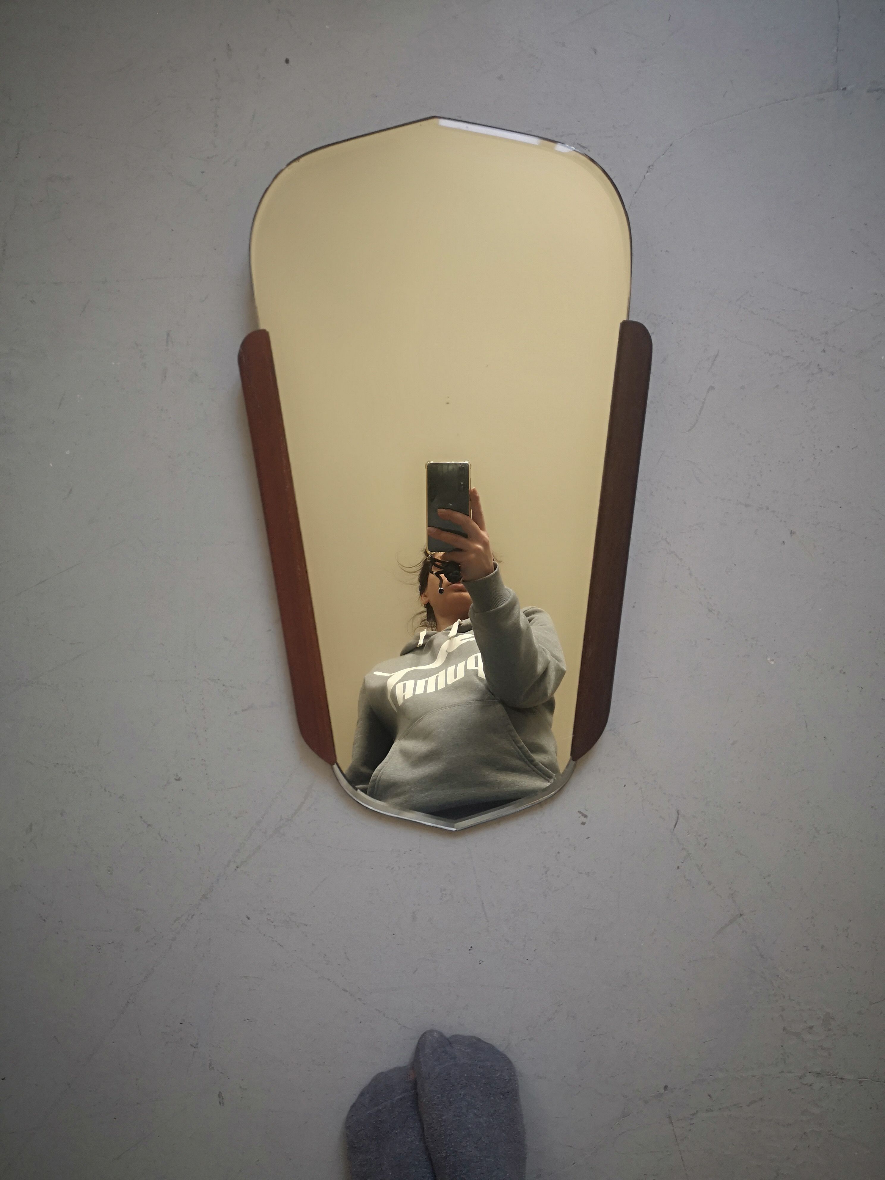 Scandinavian free-form teak mirror, 1960/1970