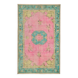Overdyed Wool Vintage Handmade Carved Rug 176 cm x 271 cm