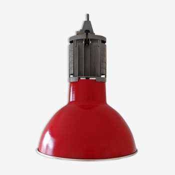 Large red aluminum lamp.