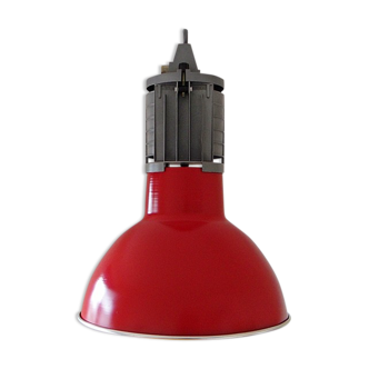 Large red aluminum lamp.