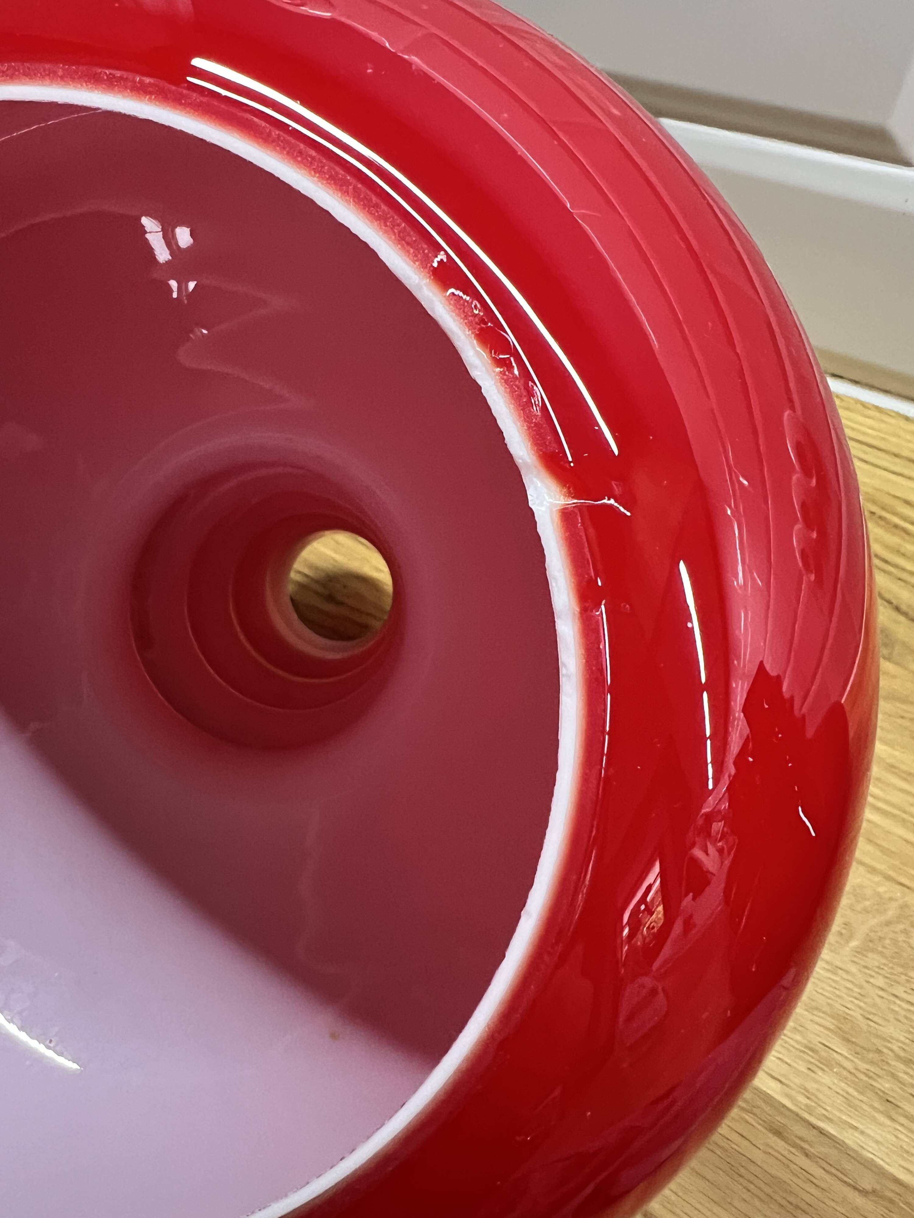 Rare set of 4 red glass pendants from the mid-century by Peill & Putzler (1970s)