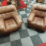 JF Mur Line Vintage Soft Leather Armchairs