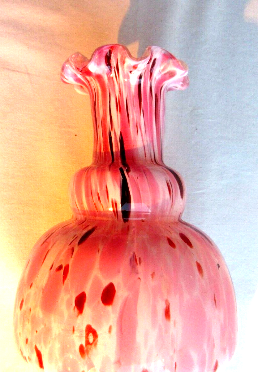 Art deco baluster vase, blood-red speckled Clichy glass