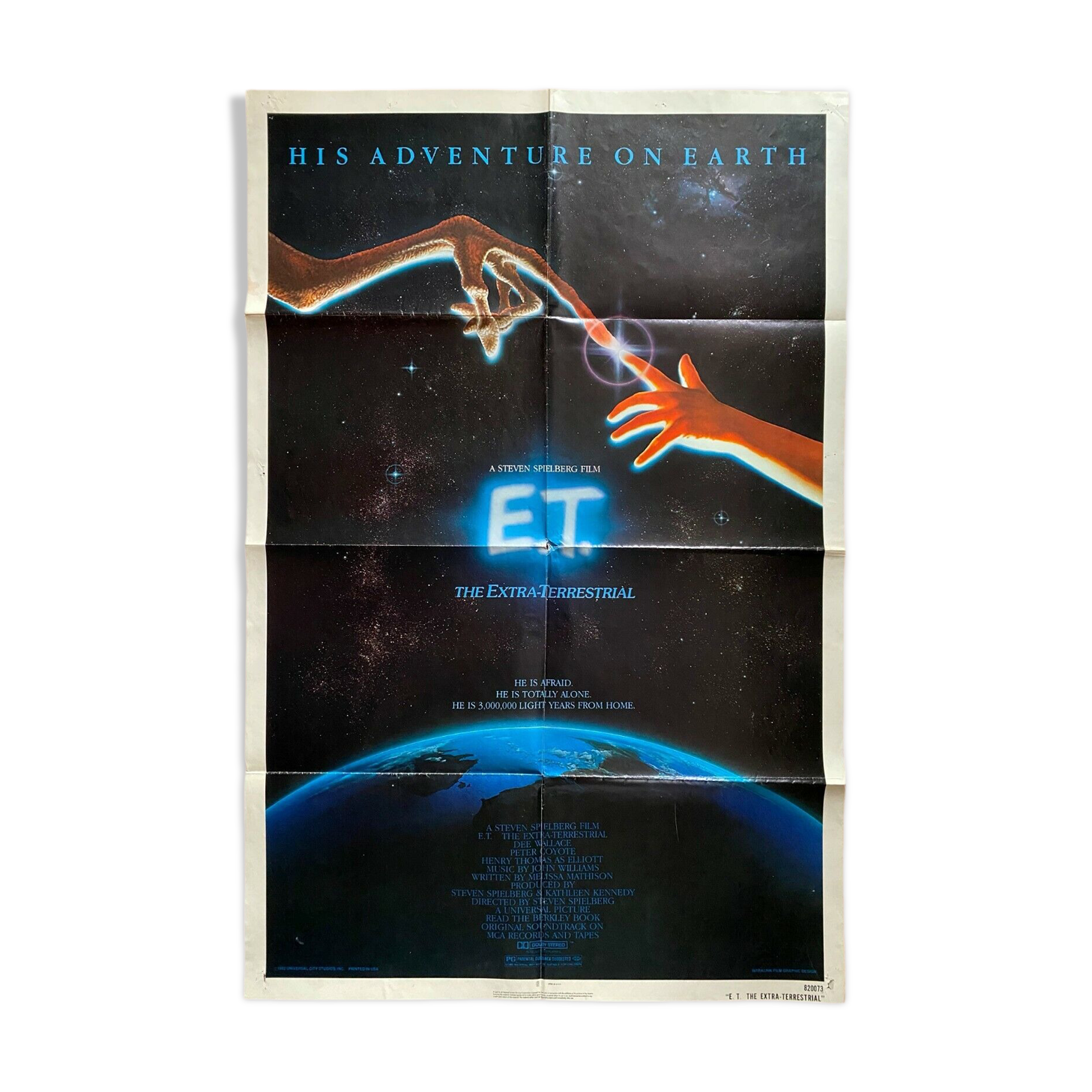 Original movie poster U.S. "E.T. the Extra-Terrestrial" Steven Spielberg 69x104cm 1982