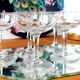 Lot of 6 champagne glasses in chiseled glass