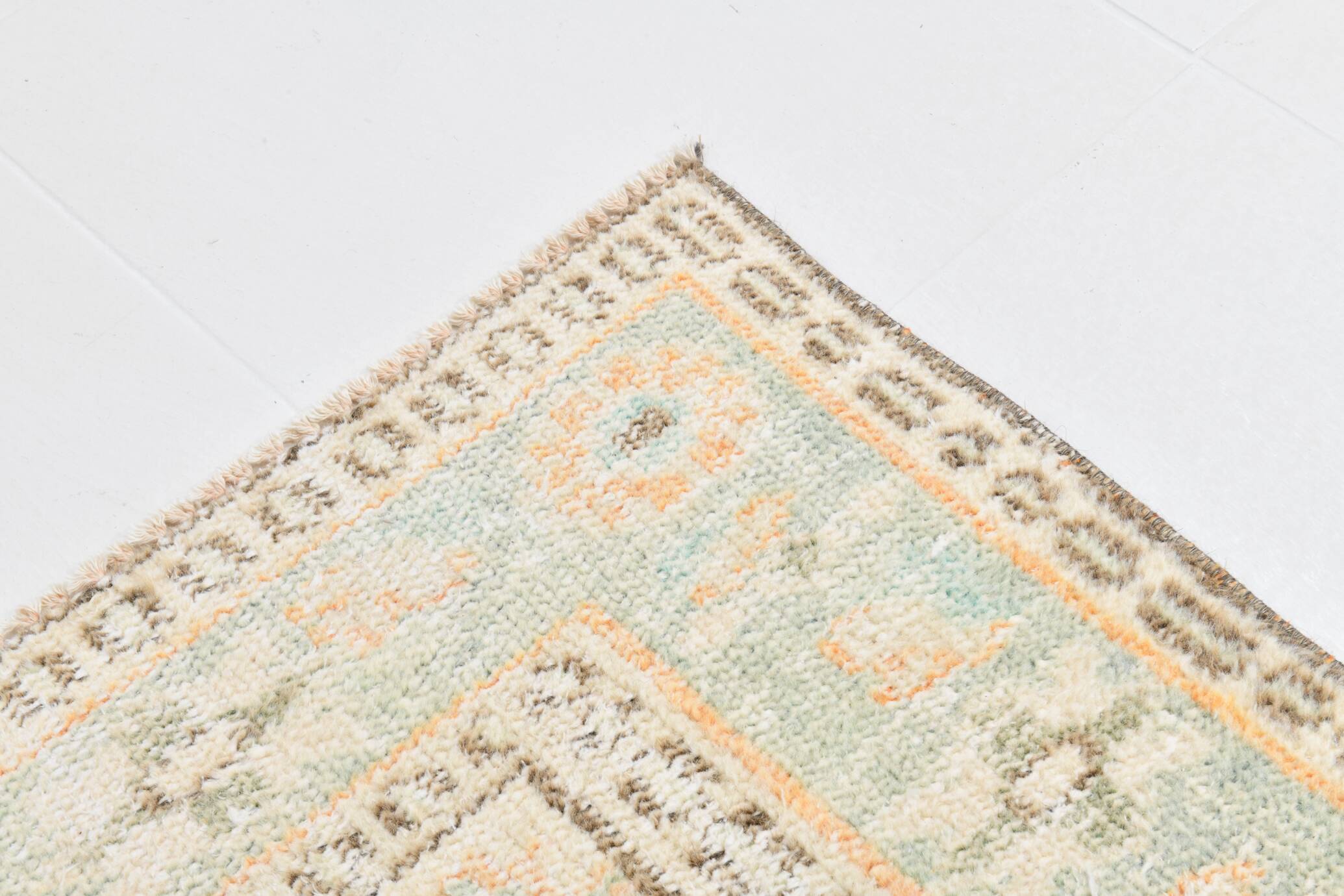 6x9 Peach Orange Antique Vintage Rug 175x293Cm SK 21471