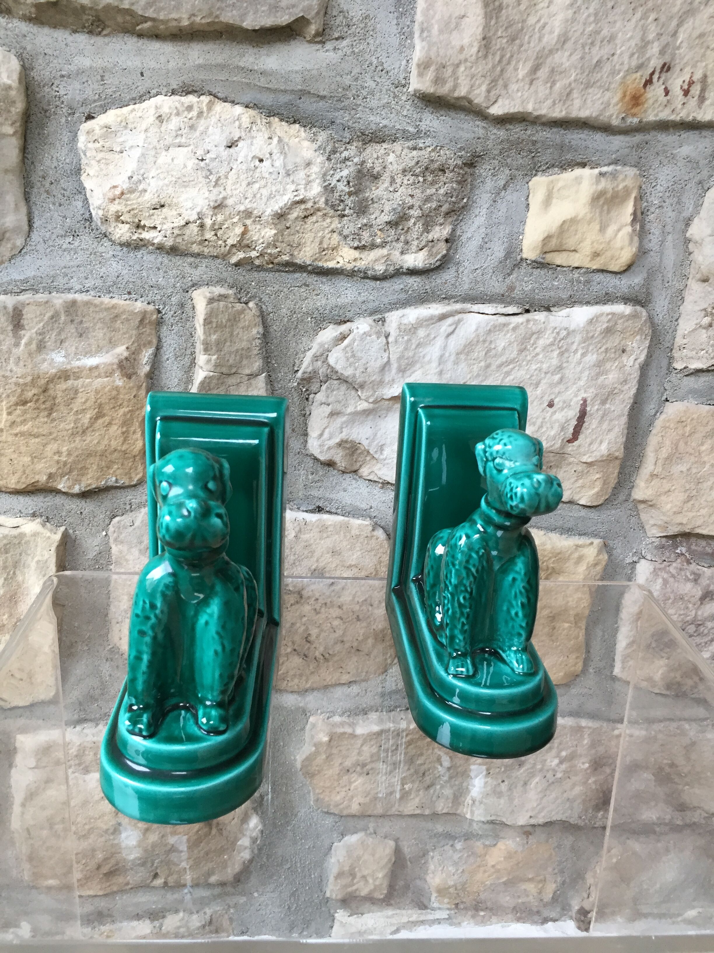 Pair of greenhouse books in the shape of dogs Art Deco