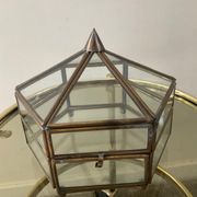 Vide poche vintage boîte à bijoux en laiton et verre