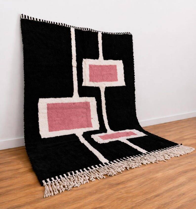 Tapis en laine naturelle tissé main artisanale taille 1,5/2,5 m