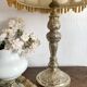 56 cm retro lamp in silver metal with fringed lampshade