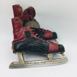 Pair of vintage leather ice skates
