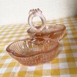 Pink molded double glass salt shaker