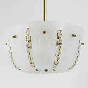 J.T. Kalmar Petite curved suspension basket, brass and glass, Austria, 1950s