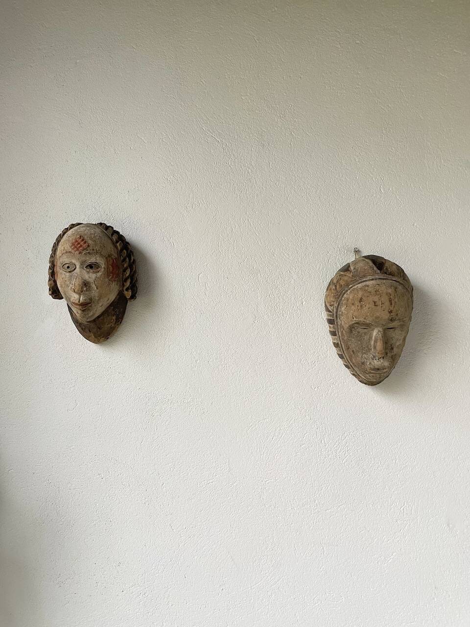 Pair of African Fang and Punu masks from Gabon