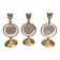Triode of mother-of-pearl and brass candlesticks