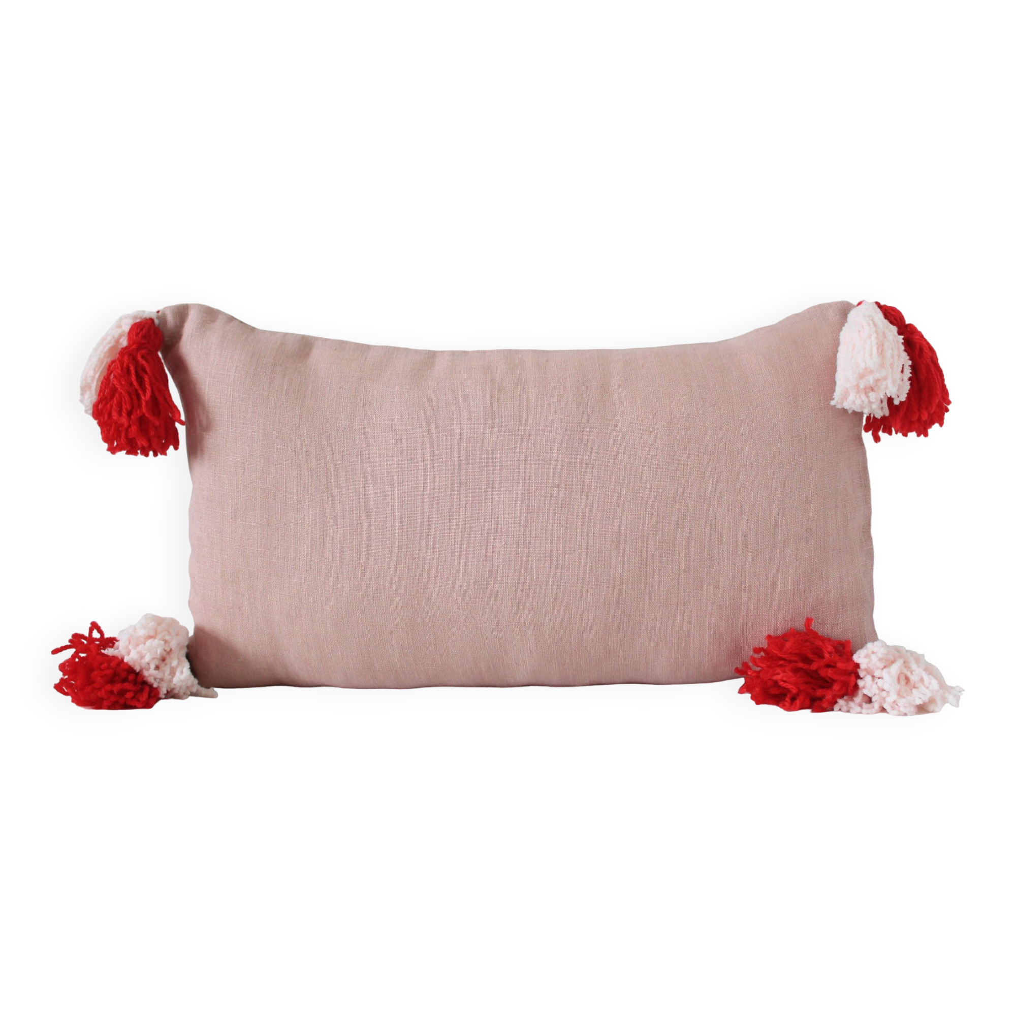 Coussin rectangulaire 100% Laine & Lin Rose