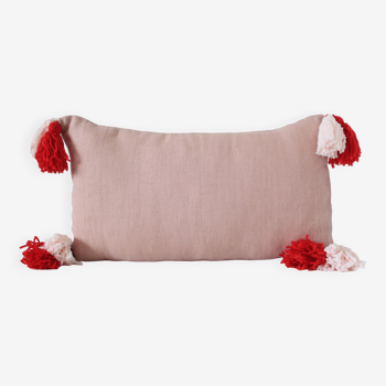 Rectangular cushion 100% Wool & Linen Pink