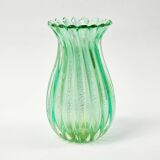 Mid-Century Ribbed Murano Glass Vase by Archimede Seguso for Seguso Vetri d'Arte, Italy, 1950s