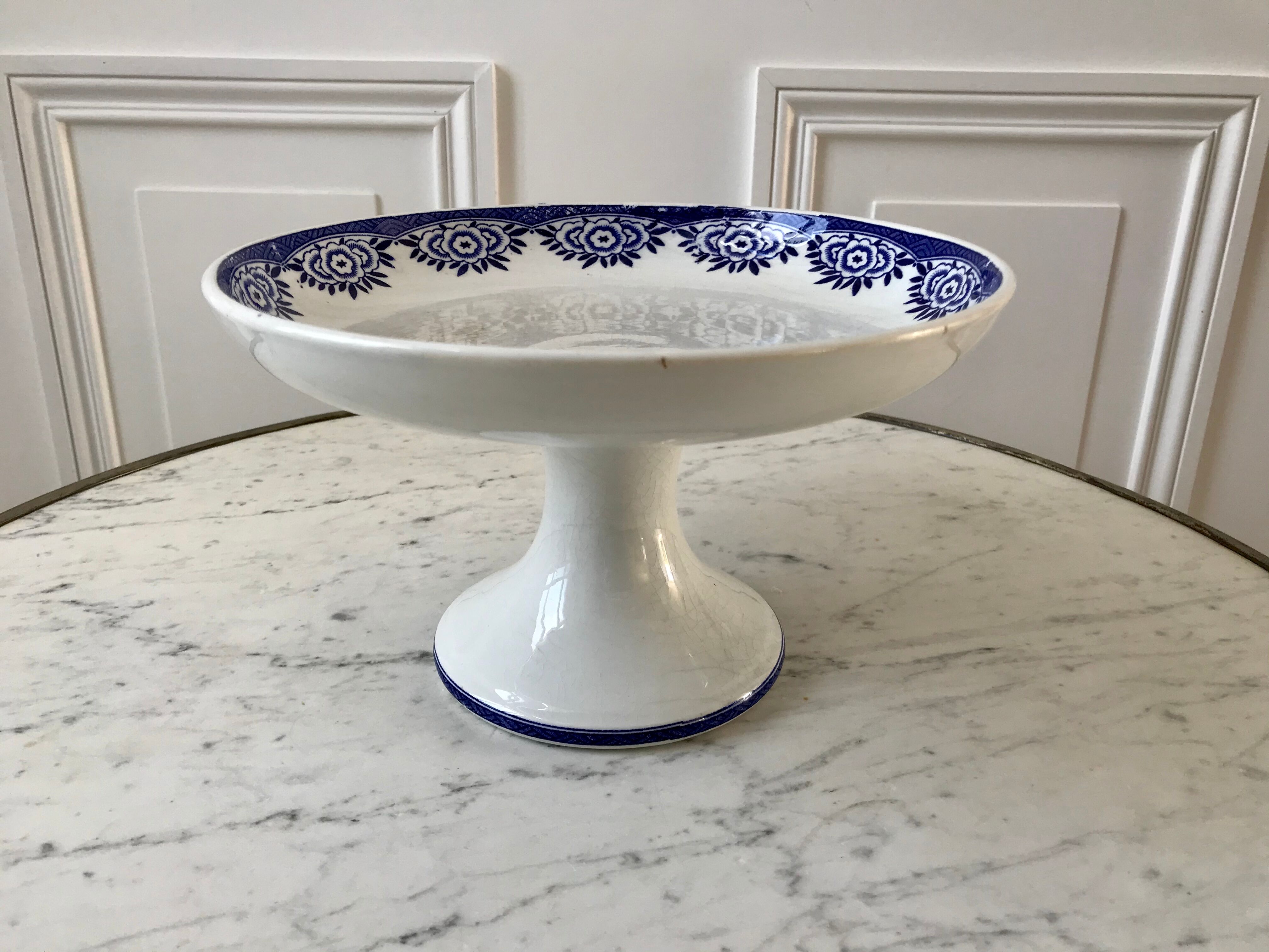 Compotier Terre de Fer Sarreguemines model "Capri" Casino early twentieth century