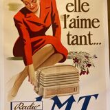 Affiche lmt radio "elle aime tant" litho ancienne et originale entoilage récent