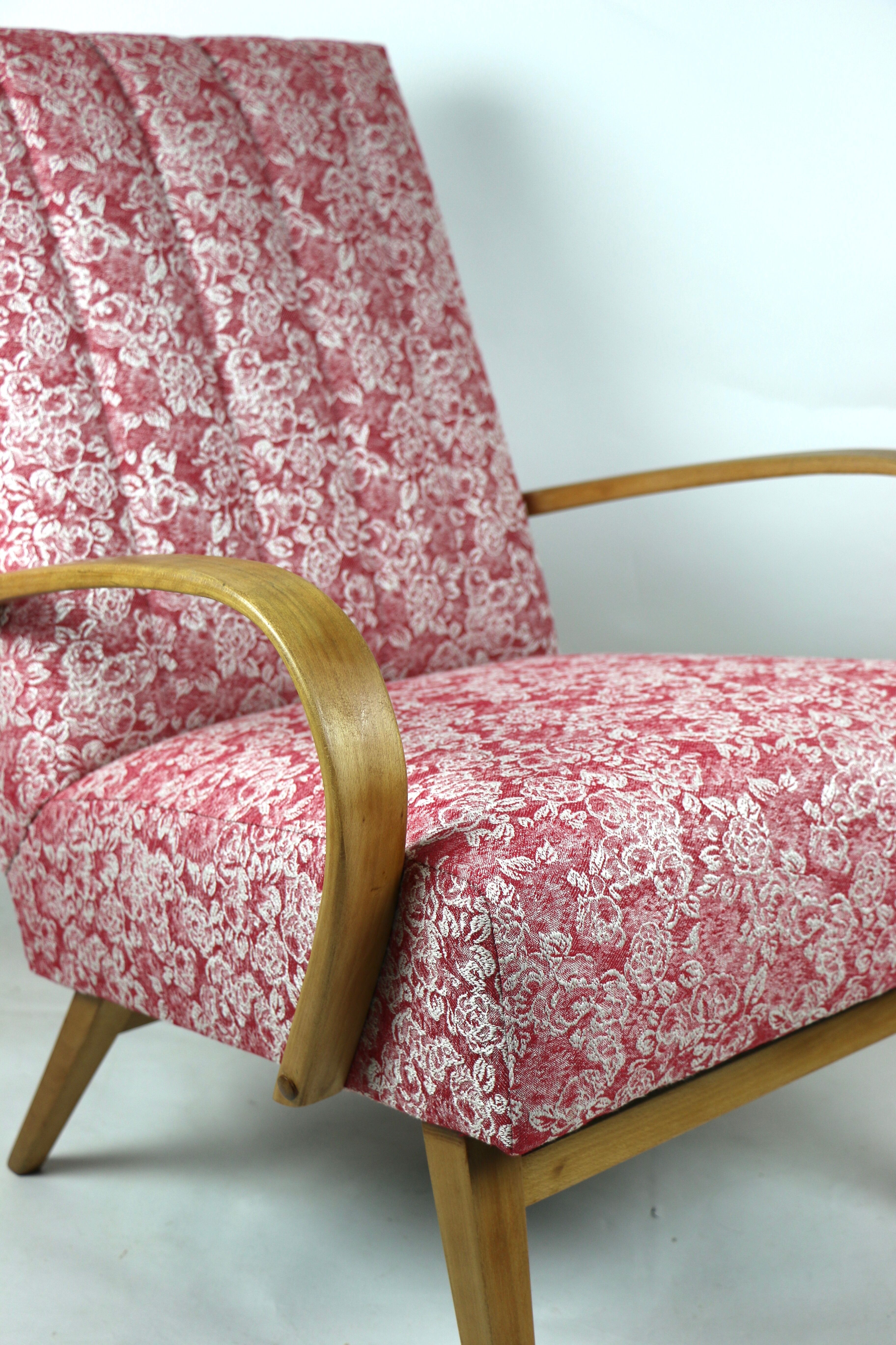 Art deco style rose velvet armchair, 1970s