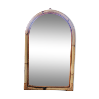 Curved rattan mirror 43x65cm