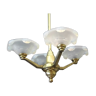 Art Deco chandelier, 4 arms of light, opalescent Ezan glasses