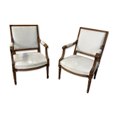 Pair of old Louis XVI style armchairs with flat backrest
