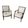 Paire de fauteuils ancien de style Louis XVI a dossier plat