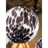 Contemporary Light Green and Black Sphere Pendant in Glass