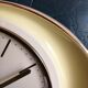 Vintage ceramic clock oval silent wall clock "Jaz yellow white gold"
