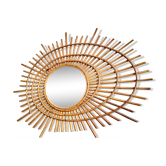 Miroir soleil en rotin des années 1960