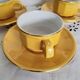 Apilco yellow chocolate cups and saucers, porcelain, Revol