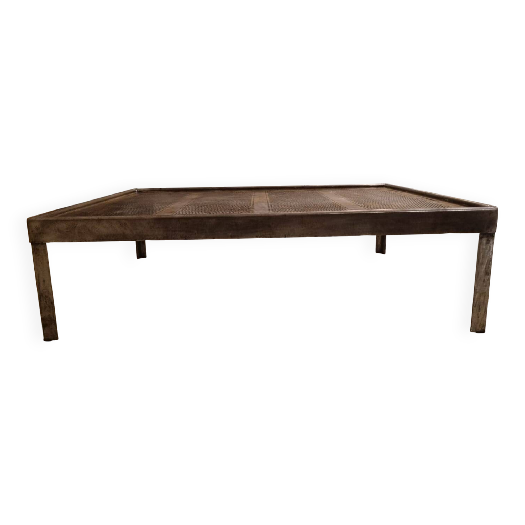 Industrial coffee table | Vintage perforated steel postal sorting table