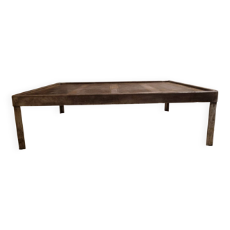 Industrial coffee table | Vintage perforated steel postal sorting table