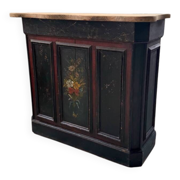 Comptoir de commerce, décor peint fleuri, 1920