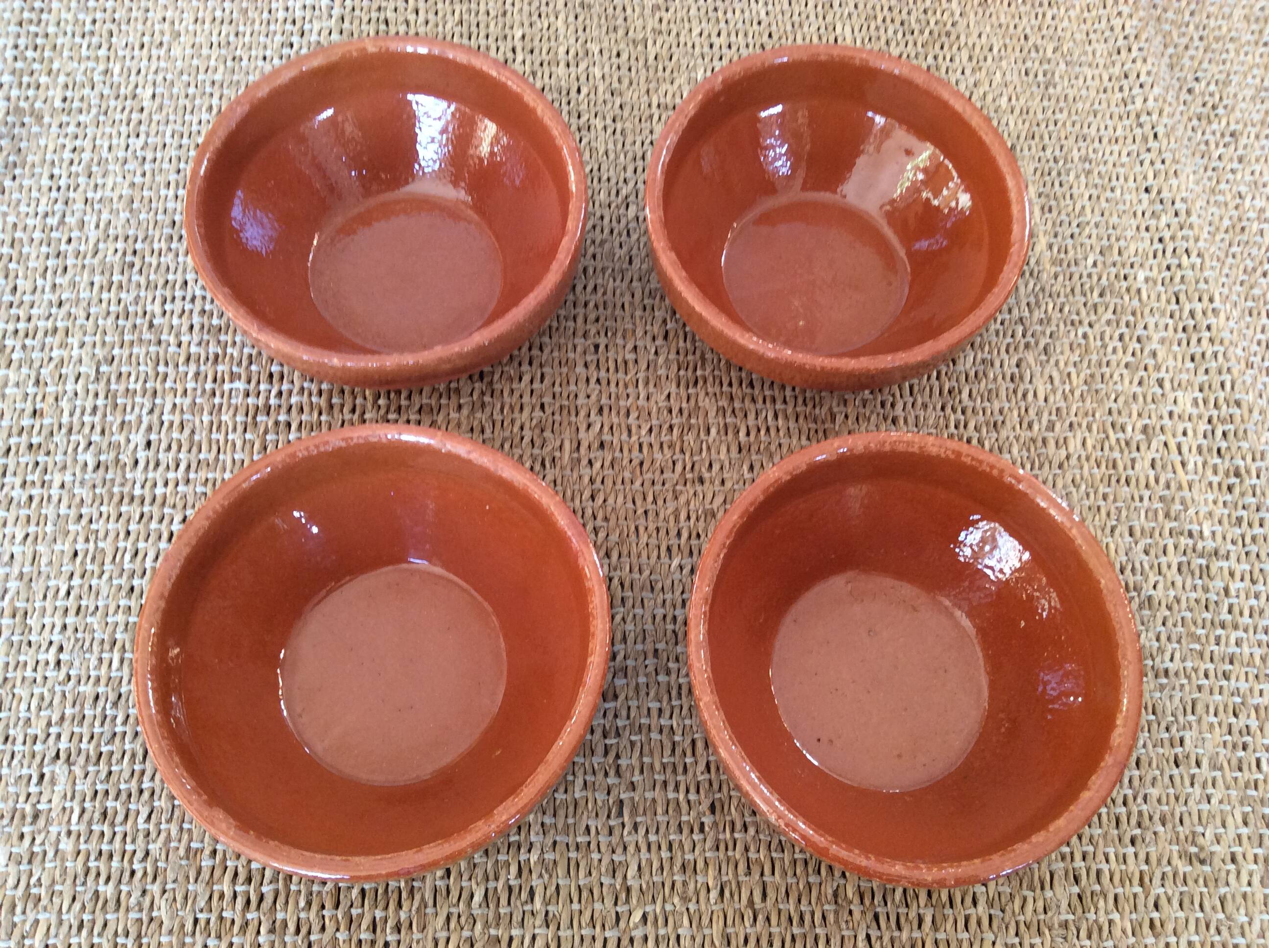 4 glazed terracotta bowls