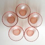 Rosaline service 5 cups and pink glass salad bowl