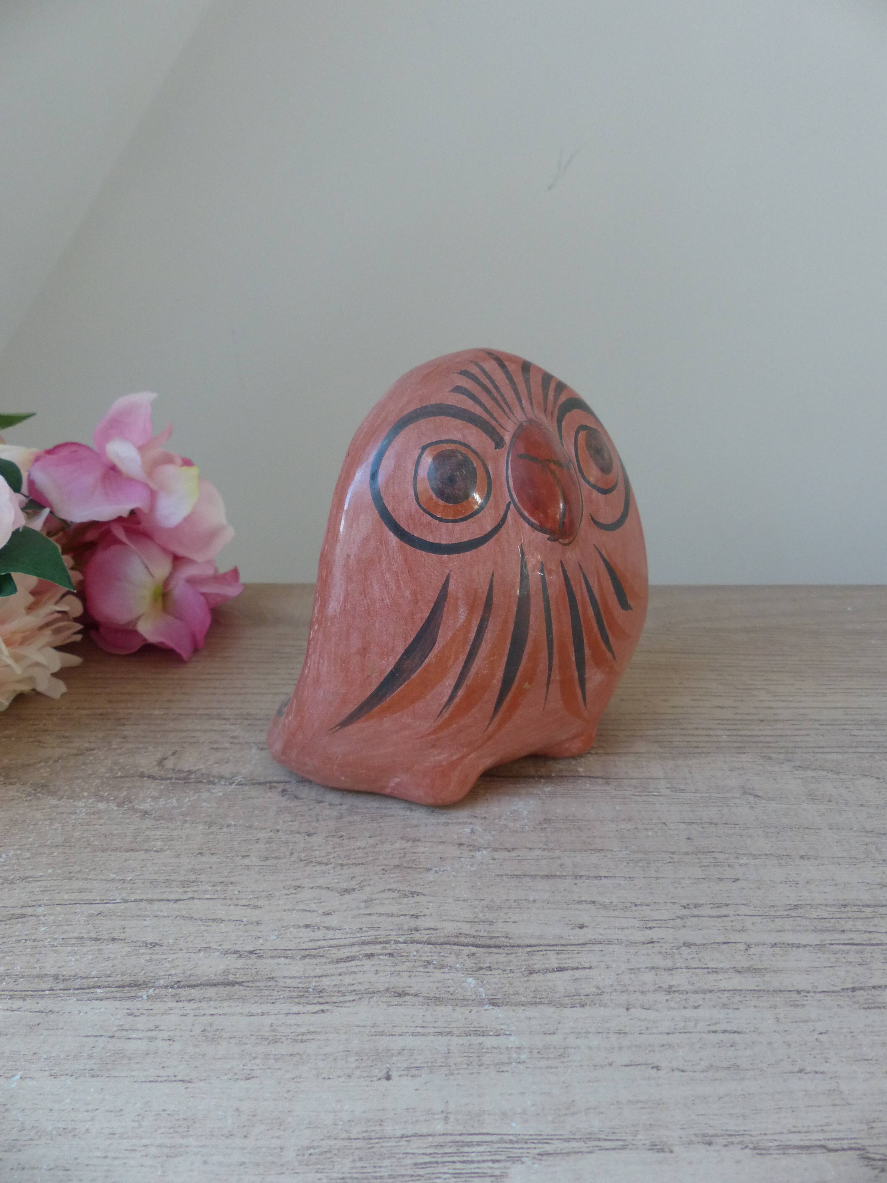 Vintage mexican owl decor bird dove ceramic hand painted tonala
