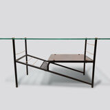Iron, glass and opaline coffee table