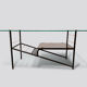 Iron, glass and opaline coffee table